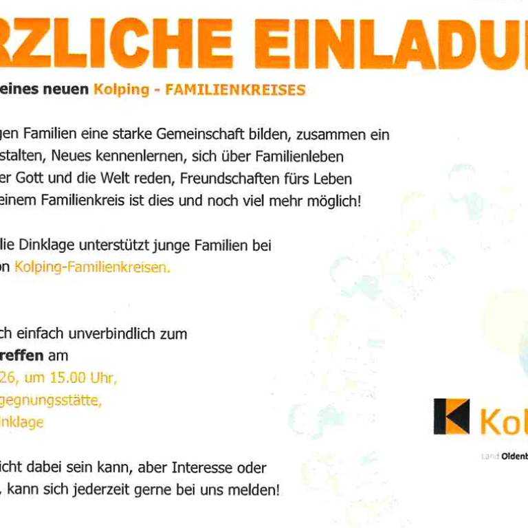 Einladung zum Infotreffen zur Gründung eines neuen Kolping-Familienkreises